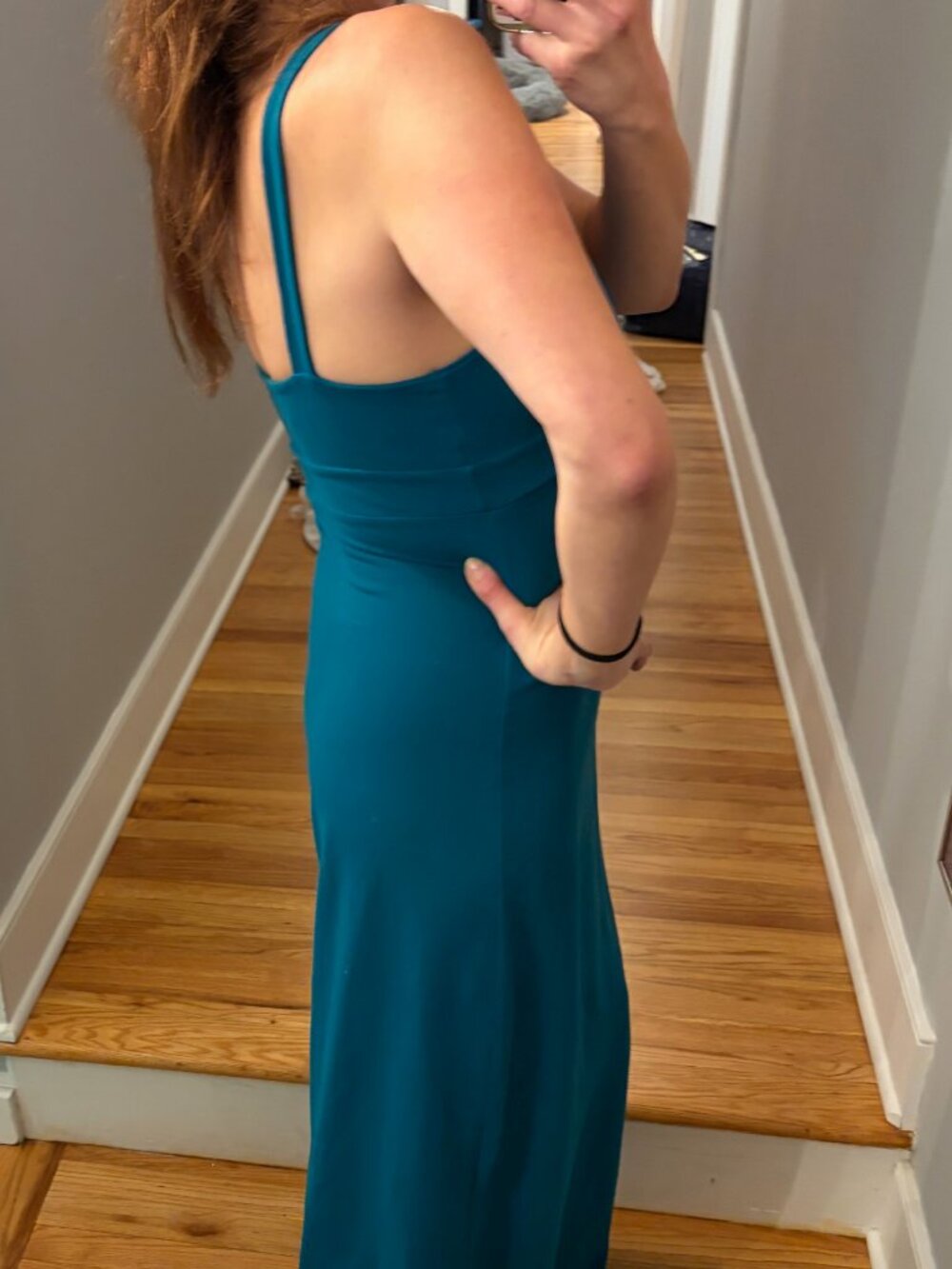 Susana Monaco Teal Deep V Maxi Dress XS Y2K Supplex Made in USA - Picture 3 of 9